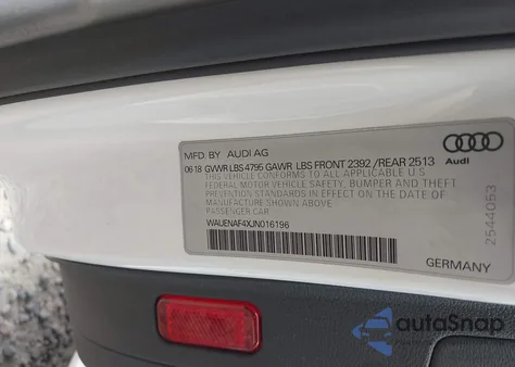 2018 Audi A4 2.0T Premium/2.0T Tech Premium z USA, uszkodzony, nr VIN WAUENAF4XJN016196